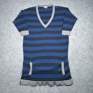 Lacoste Dress Womens 36 Blue White Stripes Pullover Beach Preppy Nautical Office